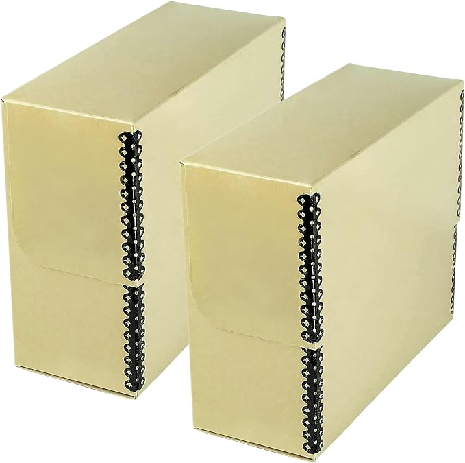 Lineco Archival Document Storage Box, Tan, 15.5" x 10.5" x 5" | Legal-Sized, Metal Edge, Acid-Free Boxboard Case, Organize Files, Prints, Photos, Pack of 2