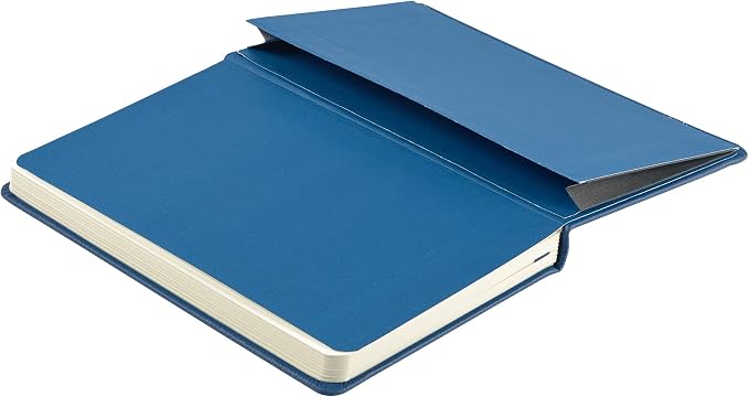 Leather Notebook, Writing Journal, Full-Grain Leather, Narrow Ruled Paper, Notebooks for Work & School, Pacific Blue (8.4" x 5.4”)