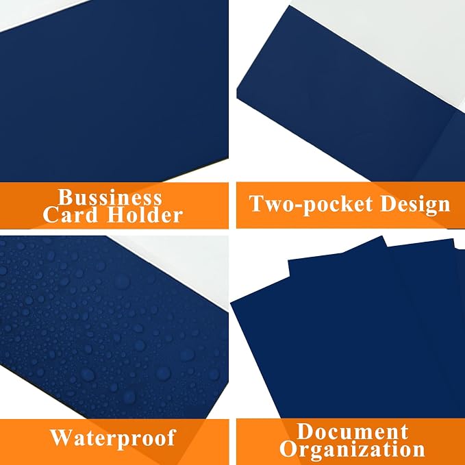 pmybupo Two Pocket Folders,50 Pack Blue File Folders with Pockets Fit Letter Size Paper,Thick Paper File Folder for School Office Business Home,Assorted 6 Colors