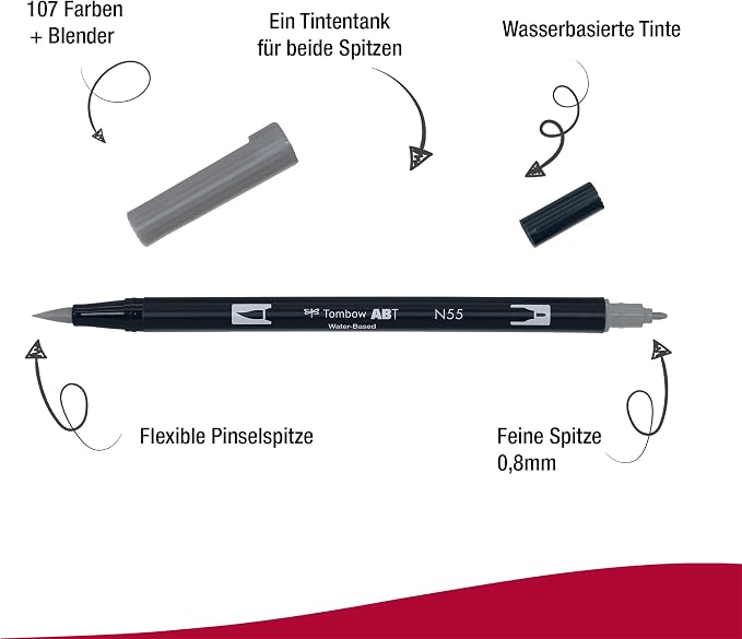 Tombow ABT N55 Dual Brush Pen - Cool Grey 7