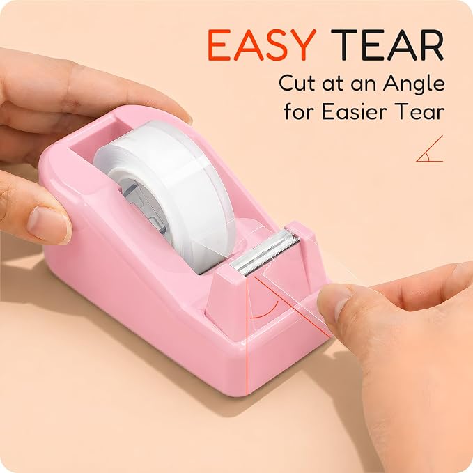 Lightweight Desktop Tape Dispenser, Tape Holder with 6 Rolls Transparent Tape, Stable Non-Skid Base for Office, Home & School, 1-Inch Core (0.71 in x 1000 in Each)