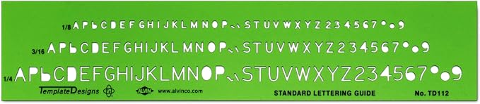ALVIN TD112, Standard Lettering Guide Template, Drawing and Drafting Tool Architecture, and Design Template, Great for Students, Hobbyists, and Professionals