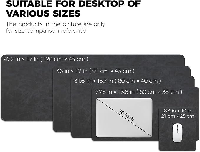 Mouse pad, Non-Slip Washable Waterproof Computer Mouse mat Thick for Laptop Wireless Mouse Home Office Travel, Portable 9.8"x 8.3" S Dark Grey