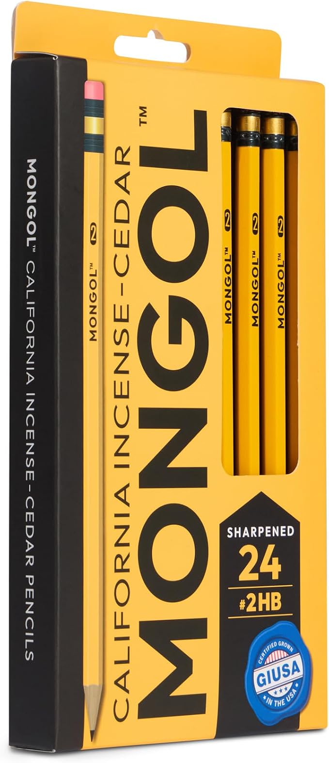 Mongol Classic Incense Cedar #2 Pencil - 24-Pack - Pre-sharpened, European Graphite Core, US Grown Cedar, Smudge Free Eraser – Nontoxic PMA Certified