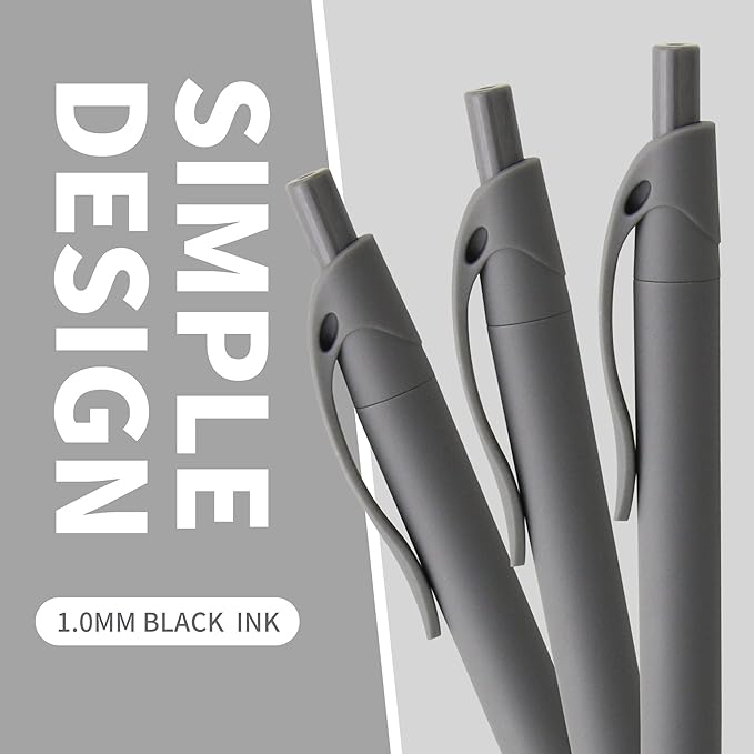 deegtran Pens Bulk, 50 Pack No Bleed Grey Barrel Black Ink Click Pens, Wholesale Retractable Ballpoint Pens, Pen Medium Point, Smooth black Ink Pen, 1.0MM