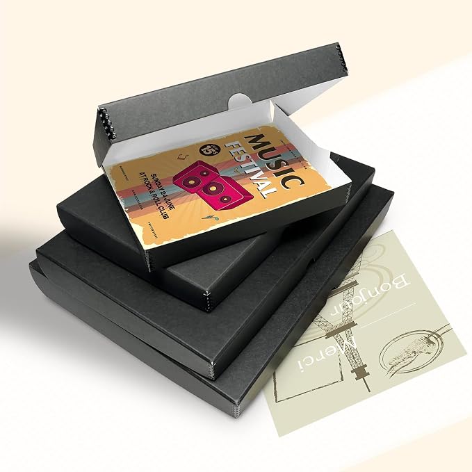 Golden State Art, Clamshell Archival Folio Storage Box 11x17 Inch, Black | Acid-Free Photo Box with Metal Edge Corner, Preserve And Store Paper Documents Cards Prints Arts and Crafts DIY Projects