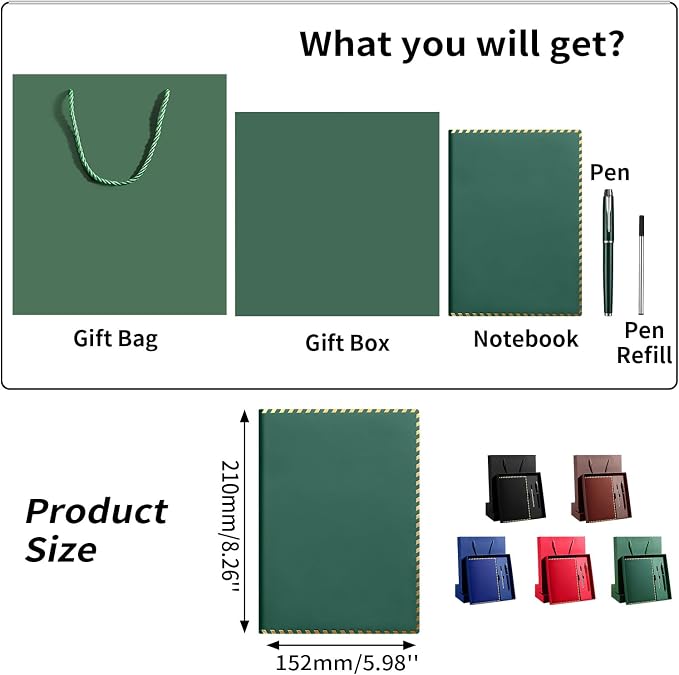 Personalized Journal Notebook Set with Pen & Gift Box, Custom Name/Logo Notebook Black A5 College Ruled Lined 8.26''x5.9'' Personalized notebook Gifts for Men and Women,200 Pages,Red