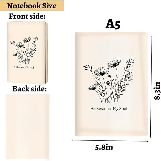 Encouraging Christian Hard Shell Journal Notebook 200 Sheets (5.8 x 8.3) | Bible Verse Gifts for Women, College Ruled Notebook, Inspirational Notebooks, Journals for Writing Planner Note Taking