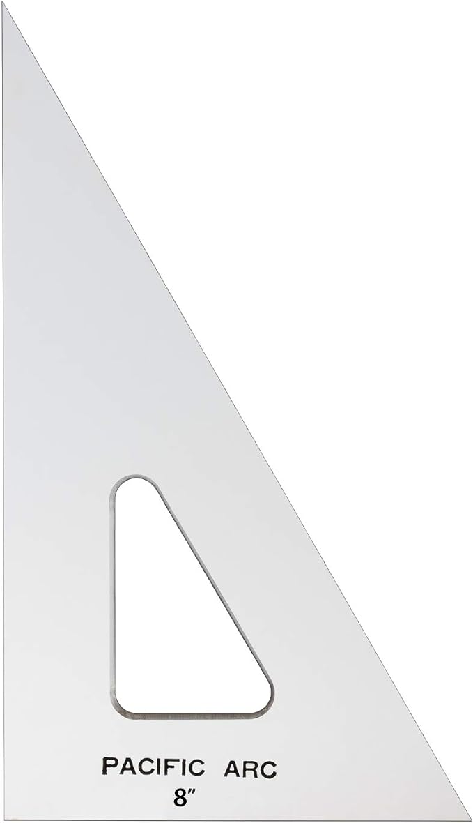 Pacific Arc Drafting Triangle, 8-inch, 30/60/90 Degrees, Clear Acrylic, Plain Edge