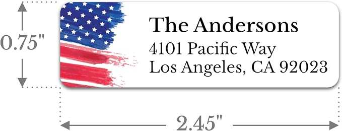 Personalized Patriotic Return Address Labels, Self-Adhesive Address Stickers on Sheets, 50-1000 Labels (Flagpole)