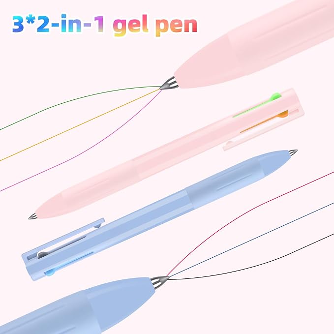 18 Pcs Aesthetic Highlighters and Gel Pens Set - 16 Colors Dual Tip Pastel Highlighters (Chisel & Fine Tips) & 2 Pcs 3-in-1 Multicolor Gel Pens for Journaling, School Supplies, Textbooks