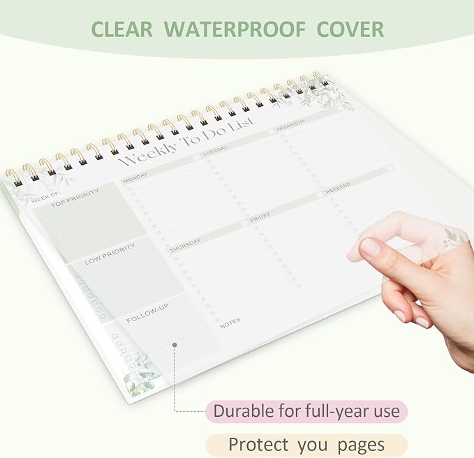 Weekly To Do List Notepad, 52 Undated Sheets (8.5"×11"), Undated Weekly Planner for Women & Men, Desk Accessories and Supplies for Office, Home, and School
