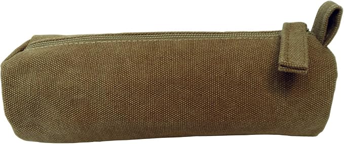 Heavy Canvas Stationery Portable Compact Simple Zipper Pencil Case and Durable Small Medicine Bag 1 Pack Khaki