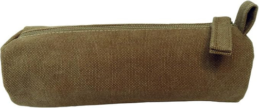 Heavy Canvas Stationery Portable Compact Simple Zipper Pencil Case and Durable Small Medicine Bag 1 Pack Khaki