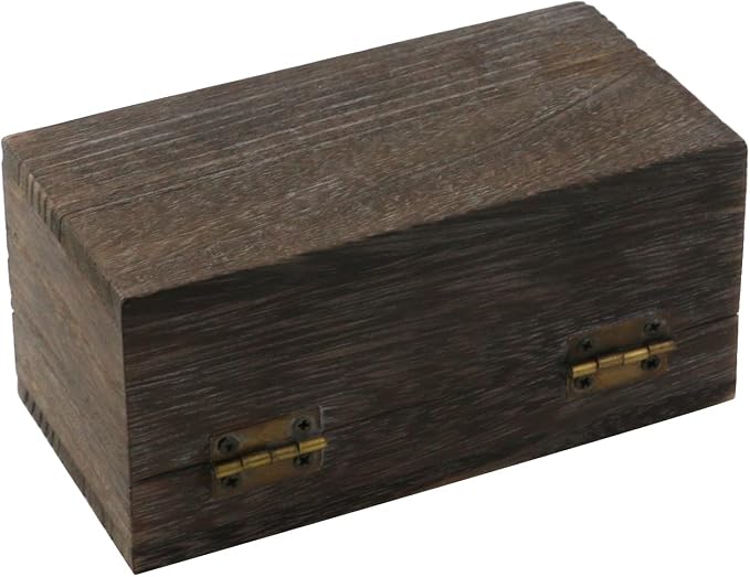Antique Wooden Box with Hinged Lid and Lock Rectangle Wooden Storage Box Decorative Wood Box for Crafts, Hobbies, Gifts, and Jewelry Box（1 Floor）