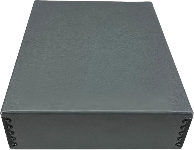 Golden State Art, Drop Front Archival Storage Box, Gray, 9.75x12.75x3 Inch | Acid-Free Museum Box with Metal Edge Corner, for Storing Artwork Photos Documents Prints Arts And Crafts