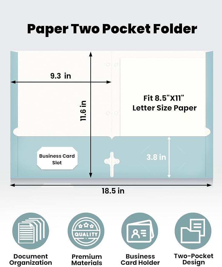 SUNEE Folders with Pockets 3 Hole Punched(50 Pack, Pastel Colors), 2 Pocket Folders Fit Letter Size Paper, Paper File Folder for School Office Home Business