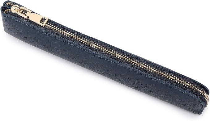 Slim Pencil Case Small Pencil Pouch Pen Case (Navy Blue/FL)