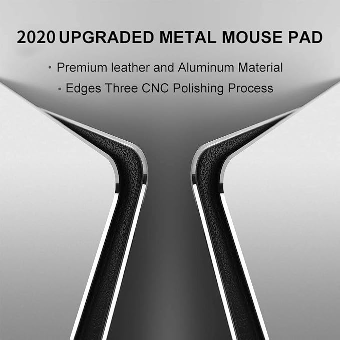 Vaydeer Hard Metal Aluminum Mouse Pad Clear Modern Smooth Magic Ultra Thin Double Side Design Mouse Mat Waterproof Fast and Accurate Control Compatible for Gaming and Office, Silver, 11.81X9.45 Inch