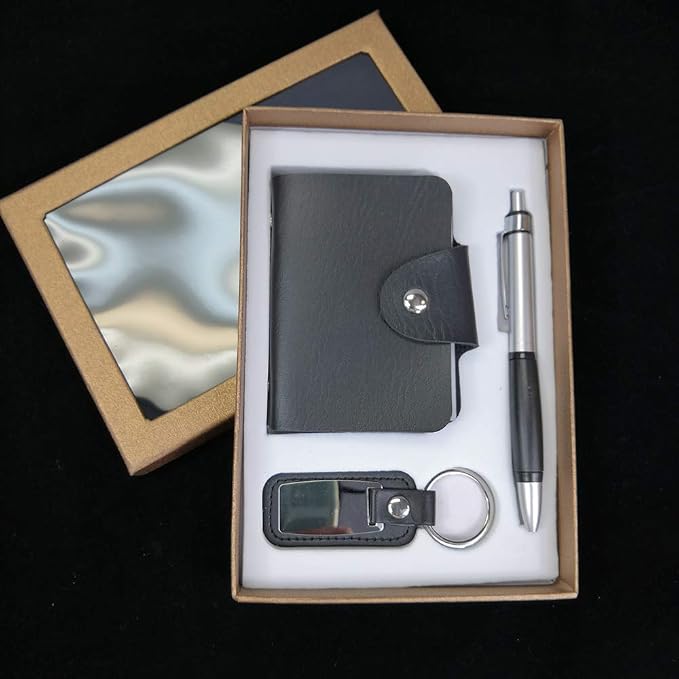 Abbie Home Hardcover Notebook + Pen + KeyChain Set Gift for Men Boys Christmas Birthday Friendship (Set B)