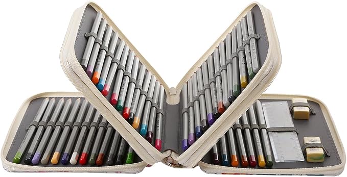 Portable Colored Printing Pattern Pencil Case Holds 72 pcs Pencils Bag Organizer with Handy Wrap Portable- Multilayer Holder for Watercolor Pens or Markers, Pencil Case Organizer for Artist
