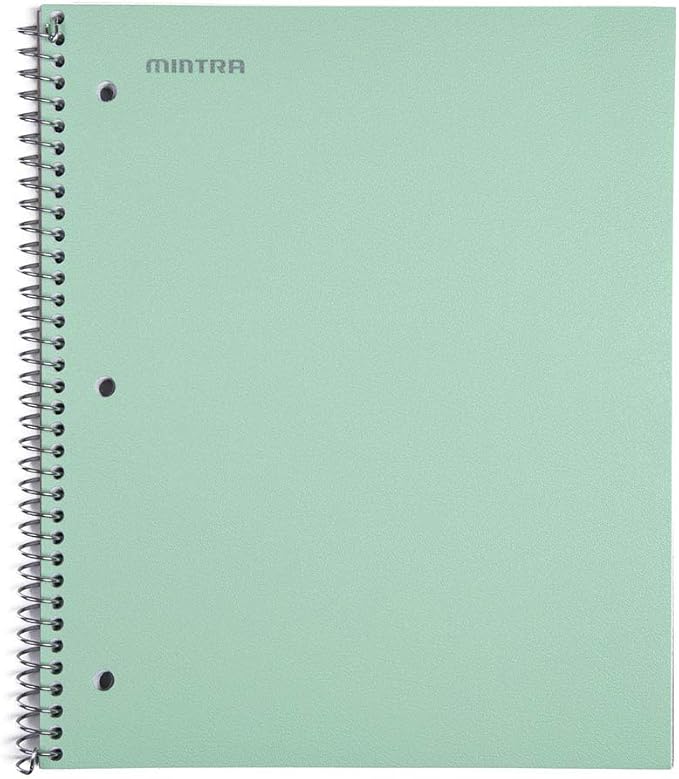 Mintra Office Durable Spiral Notebooks, 1 Subject, (Salmon, Sage Green, Lavender, College Ruled 3 Pack), 100 Sheets, Poly Pocket, Moisture Resistant Cover, Strong back, For School, Office, Business,