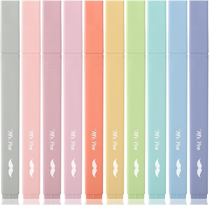 Mr. Pen- Aesthetic Highlighters No Bleed, 10 Pack, Assorted Colors | Chisel Tip, Cute Highlighters Assorted Colors for Journaling, Highlighting, Underlining, Fast Dry, Back to School Supplies