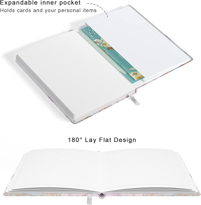 Lined Journal Notebook, Marble Hardcover, Medium 5.7 x 8.4 in, 160 Pages Thick Paper, Cute Aesthetic A5 College Ruled Notebook for Journaling Writing Work Office School Men Women, Pink Ink