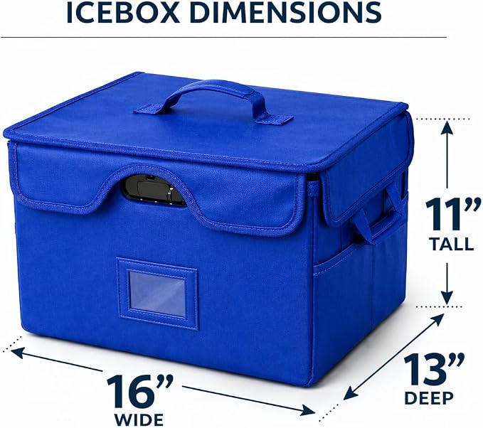 Icebox End of Life Organizer – Fire-Resistant Estate Planning & Emergency Document Storage Box – Lockable Home File Organizer for Important Documents (Blue)