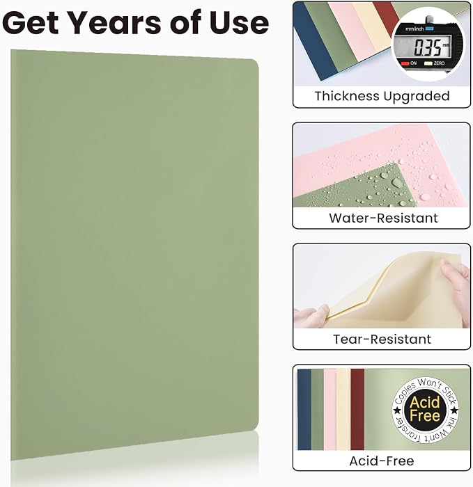 Sooez 6Pack Folders with Pockets, Pocket Folders with Extra Labels, Plastic Folders with Pockets, 2 Pocket Folders Bulk, Heavy Duty File Folders, School Folders Business Folder Office Filing Supplies