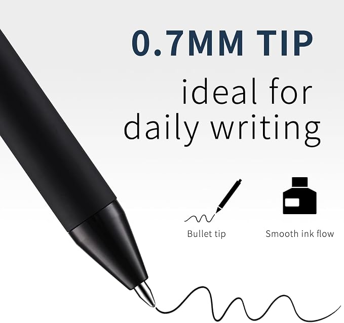 YISAN Black Gel Pens, 12 Pack, 0.7mm Bullet Tip | Retractable, Fast Dry, Smooth Writing, For Journaling and Note Taking, 71051