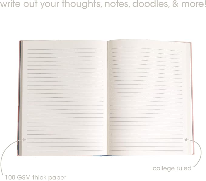 Pearhead Blue Matchbook Hardcover Journal, 6x8 College-Ruled Lined Notebook, 200 Pages, Trendy Writing Journal for Work, School & Everyday Notes