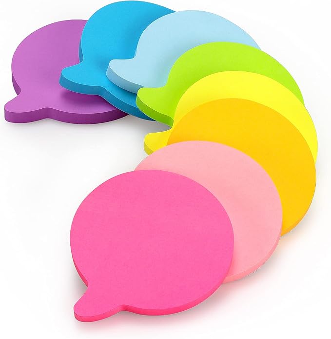 SIMONA Bubble Shape Sticky Notes 8 Bright Colors, 600 Sheets | Cute Bubble Design Self-Sticky Note Pads, 8 Assorted Bright Colors Sticky Notes for Office, School, Family