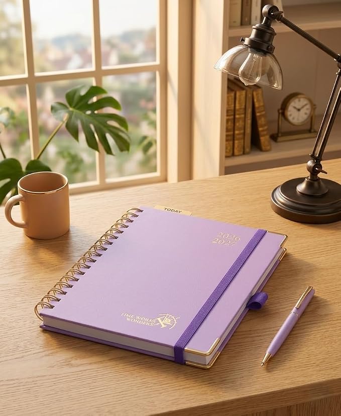 POPRUN 2026-2027 Weekly Planner 6.25" x 8.5" Weekly and Monthly Planner | Jul 2026 - Jun 2027 Daily Agenda Book with Hourly Schedule, Tabs, Hardcover, School and Office Supplies- Violet
