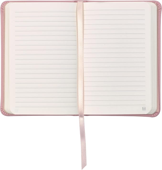 Leather Pocket Notebook, Writing Journal, Full-Grain Leather, Narrow Ruled Paper, Notebooks for Work & School, Quartz Pink (5.7" x 3.8”)
