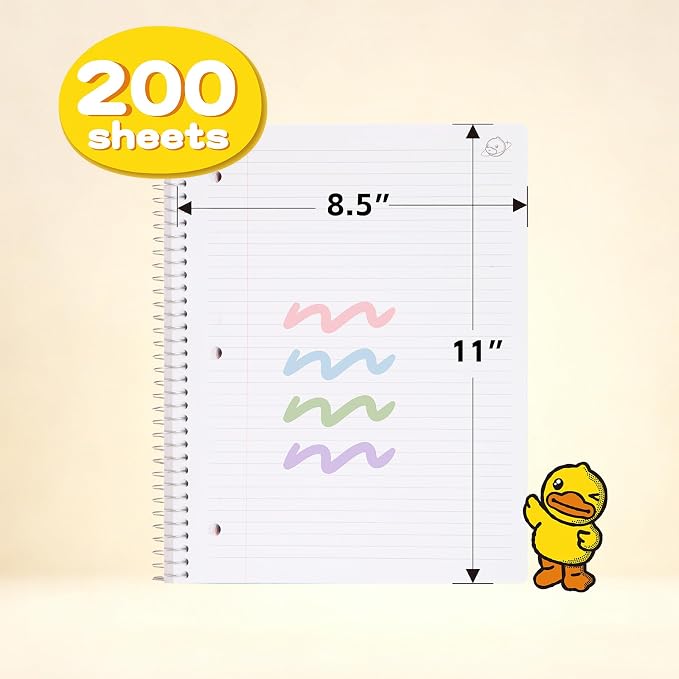 Comix 3 Subject Notebook with 3 Divider, 8.5" x 11" letter size, 150 Sheets College Ruled Notebook with Plastic Cover for Office/School/Home, White
