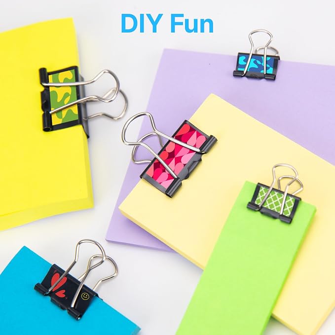 OWLKELA 80 Pcs Binder Clips, Assorted Sizes, Black | Metal Paper Clamps, Paper Binder Clip, Ideal for Office, Home and School Supplies