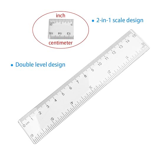 3 Pieces Transparent Plastic Ruler, 6 inch (15cm) Ruler, Pack of 3, Clear Ruler, Plastic Ruler, Rulers for Kids, Measuring Tools, Ruler Set, Ruler inches and Centimeters