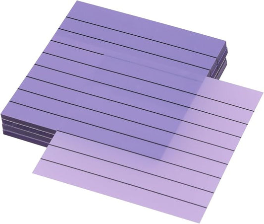 ONLYKXY 4 Pack Transparent Sticky Notes 7.6x7.6CM Self-Stick Book Tabs 200 Sheets Waterproof PET Markers Sticky Notes Pad (Grayish Purple - with Line)