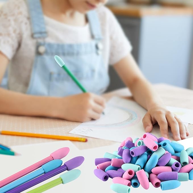 Aipker Pencil Erasers, Pencil Eraser Toppers, Cap Erasers, Pencil Top Erasers for Kids, Pencil Top Erasers Bulk (80Pcs/Box)