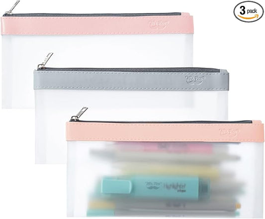 Mr. Pen- Clear Pencil Pouch, 8.50"x4.25", 3 Pack, Durable TPU Material | Medium Water-Resistant Pencil Bags with Smooth Zipper, Multipurpose Clear Pouch for Stationery, School, Office