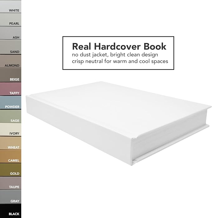 CovoBook™ Blank Hardcover | Premium Sketchbook Journal Guest Book | Photo Prop Home Decor (White, Size 8)