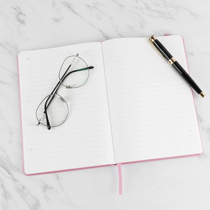 Journal notebook (A5-Lined, Pink Color),192 Pages, Medium 5.7X8.3 inches - 80 gsm Thick Paper, Hardcover