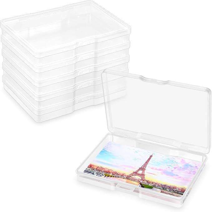 12 Pcs Photo Storage Box 5 x 7 Inches, Photo Organizers and Storage | Clear, Acid-Free Photo Storage Container, Stackable Craft Keeper for Photos, Cards, Stamps, Scrapbooking, Office Supplies etc