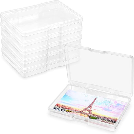 6 Pack Photo Storage Box 5 x 7 Inches, Photo Organizers and Storage | Clear, Acid-Free Photo Storage Container, Stackable Craft Keeper for Photos, Cards, Stamps, Scrapbooking, Office Supplies etc