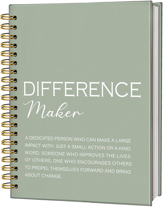 Saga Green Difference Maker Gift, Difference Maker Definition Hardcover Spiral Notebook Journal, Motivational Notebooks, Thank You Gifts for Women Men Teacher Coworkers, 5.5x8.3