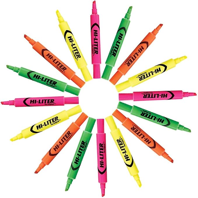 Avery Hi-Liter Desk-Style Highlighters, Smear Safe Ink, Chisel Tip, 4 Assorted Color Highlighters (24063)