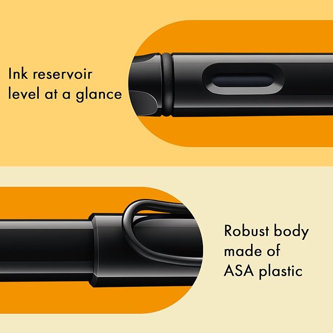 Lamy safari multicolor Fountain Pen Set all black – Special Edition with 6 Interchangeable Colored Rings – Steel Nib in Width EF – incl. blue Ink Cartridge T10 & Gift Box