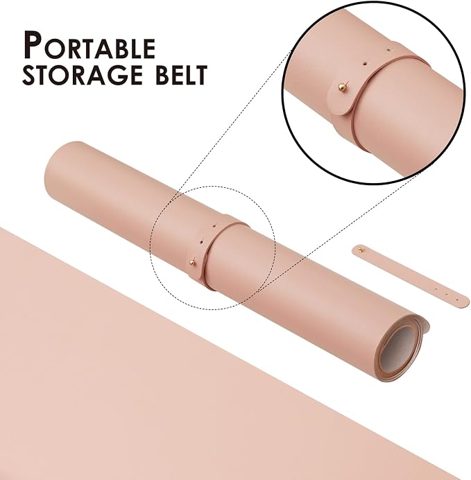 Leather Desk Mat - Non-Slip PU Desk Pad for Office and Home - Desk Organization and Accessories - Ideal for Large Mouse Pad and Desk Mats on Top of Desks (Pink,27.6"x 13.8")