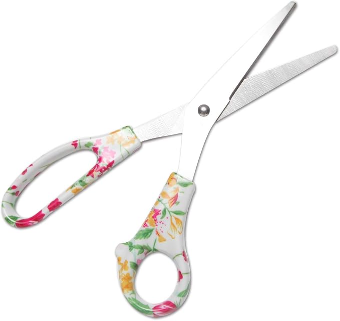 VIBRANZ-LAB Modern Multicolor Floral Craft Scissors, 8" Heavy Duty, Sharp Blades, Comfort-Grip, Ambidextrous, 1 Count